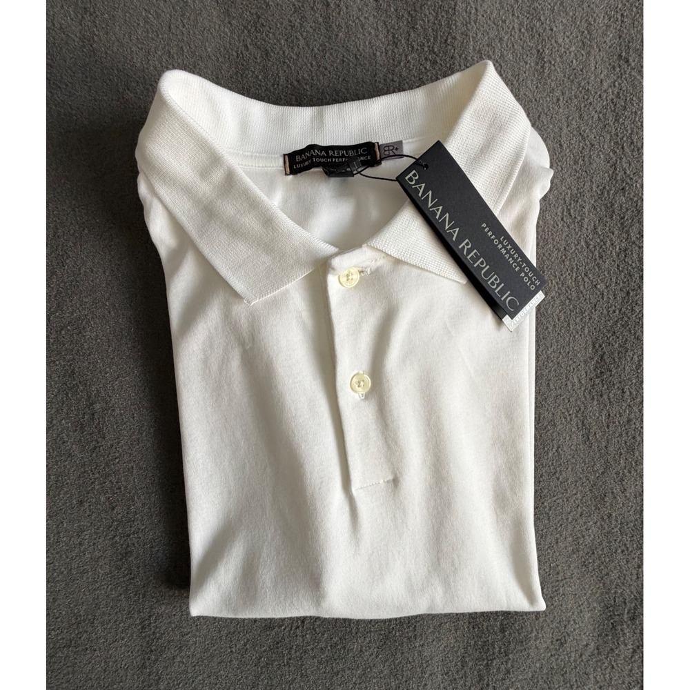 NWT-Banana Republic Mens Luxury Touch Performance Polo Shirt White XL